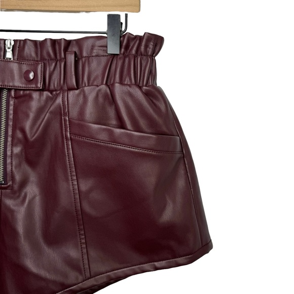 NWT SEA New York Lena High Waist Burgundy Vegan Leather Shorts - Picture 5 of 12